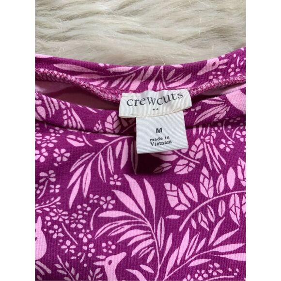 J Crew Crewcuts Girls Forest Print Fuschia Picado Puff Sleeve Dress Medium - Picture 4 of 9